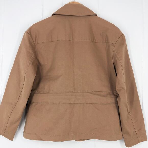 Express Utility Jacket Belted Pockets Oversized Cotton Twill Stretch Size XS Tan - Picture 9 of 16